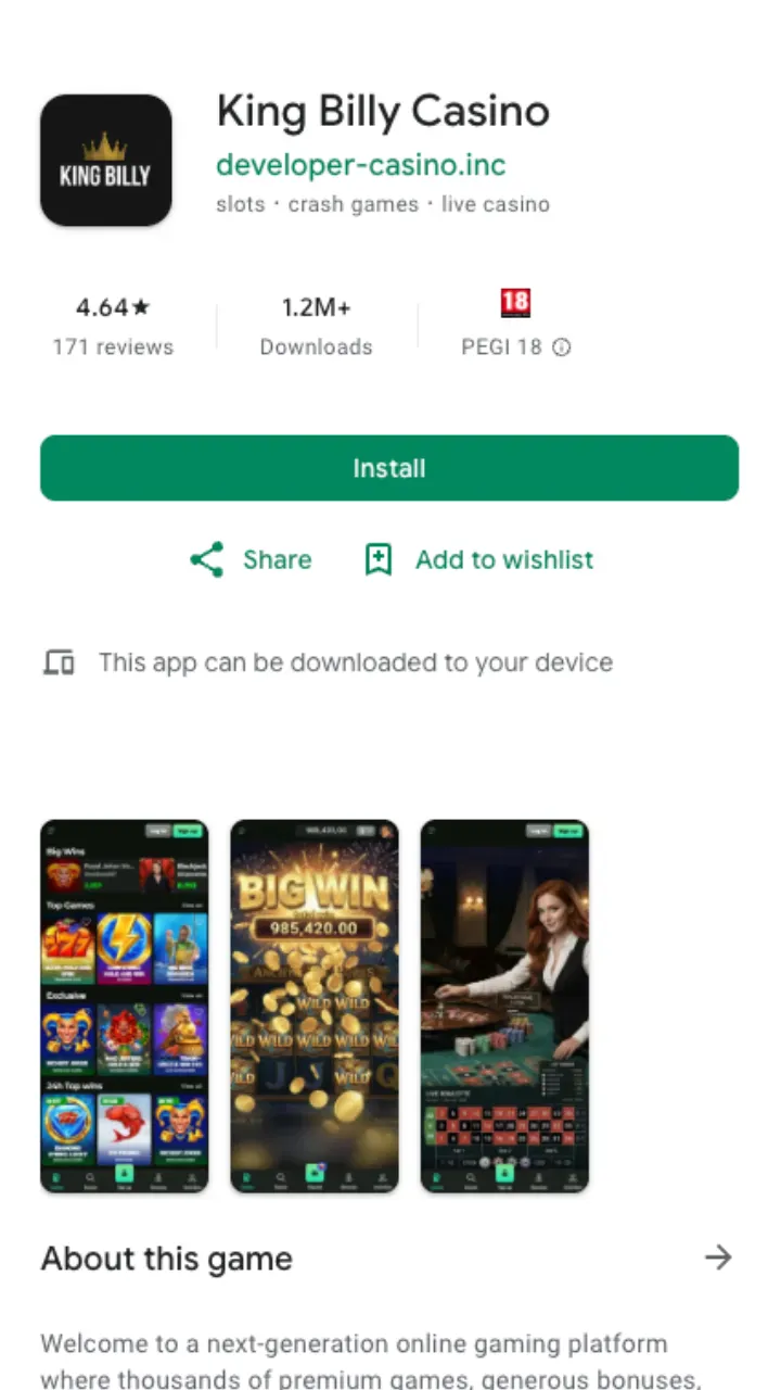 King Billy Casino app